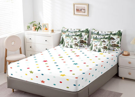 7 Piece Rustic Farmhouse Full Bed in a Bag for Women Boys Western Farmstyle Sheet Set, Wild Animal Fox Moose Rabbit Bear Print Bedding Set with Comforter for Teens Girls Kids Wildlife Cushion Covers