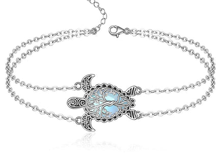 Sea Turtle Anklet Bracelets for Women Sterling Silver Ocean Turtle Ankle