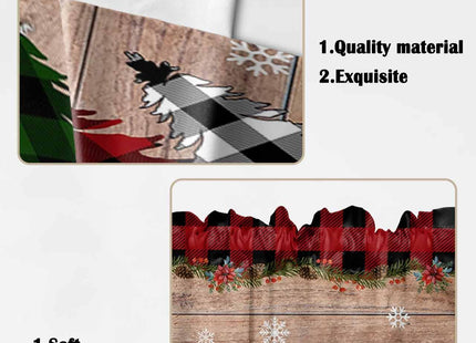 Christmas Swag Curtains, Snowman Snowflake Scene Winter Swag Valances for Windows Rod Pocket Pine Tree Kitchen Curtains Valances Scalloped Valance/Swag Xmas Window Treatment (28" W x 36" L Each Panel)