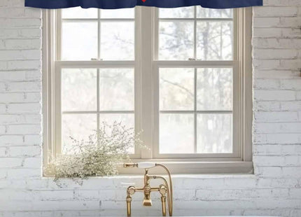Chucoco Nautical Valance Curtain for Window, Red Anchor Rod Pocket Kitchen Valances Navy Blue White Stripe Short Curtain Panel Windows Treatment Drapes for Bathroom/Bedroom/Living Room
