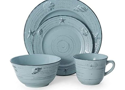 Pfaltzgraff Trellis Coastal 16-Piece Dinnerware Set, teal