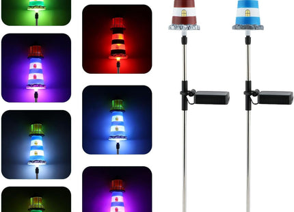AQEENURA Solar Lighthouse, 2 PCS, 7 Colors Changing