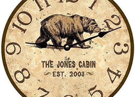 Personalized Bear Wall Clock- Personalized Bear Lodge Clock