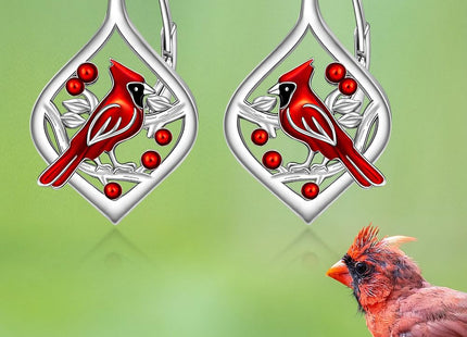 Cardinal Earrings for Women Red Cardinal Earrings Sterling Silver Bird Dangle Drop Jewelry Mothers Day Christmas Memorial Sympathy Valentine's day Gifts