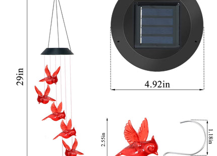 Cardinal Solar Wind Chimes Outdoor Christmas Cardinal Gifts for Women