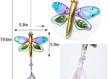 WEISIPU Crystal Suncatchers for Windows - Dragonfly Crystal Ball Prisms Hanging Crystals Ornament for Home Garden Office Wedding Christmas Decoration-Dragonfly