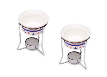 Nantucket Seafood Ceramic Butter Warmers, Nautical Design, Set of 2