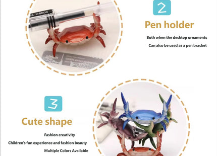 JRTAL 8 Pack Desk Crab Pen Holder, Creative Weightlifting Crab Pencil Stand Holder, Desk Organizers and Accessories, Cute Office Decor for Small Items at Home, School, Studio (Purple/Green/Blue/Red)