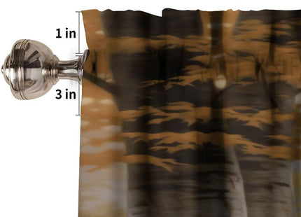 wlsgdsg Rustic Deer Valance Curtain Vintage Country Nature Maple Leaf Forest River Hunting Elk Nature Wildlife Window Treatment Valances Curtains for Living Room Bedroom，54x18Inch 1P