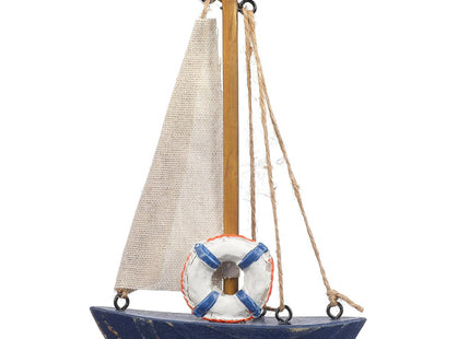 EXCEART Mediterranean Sailboat Ornament Wooden Sailing Model Beach Nautical Decoration for Home Office Tabletop Display 6.8X4.3X1 Inch Lightweight