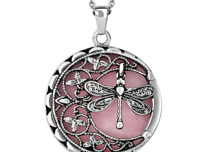 Shop LC Dragonfly Rose Quartz Necklace, Stainless Steel