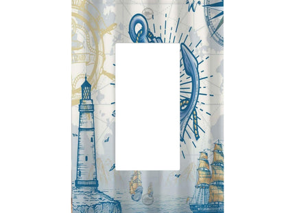 Anchor Nautical Sailboat Lighthouse Compass 1 Gang Rocker Light Switch Covers Decorative Single Decora Outlet Wall Plate Faceplate Switchplate GFCI for Country Bathroom Bedroom Decor