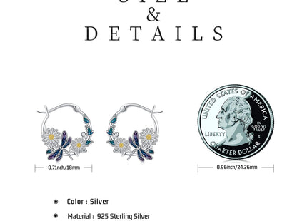 JUSTKIDSTOY Dragonfly Earrings 925 Sterling Silver Daisy Flower Hoop Earrings Jewelry Dragonfly Graduation Gifts for Women Daughter Her