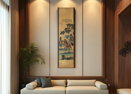 Wall Art Poster Prints Paintings, Hanging Paper Scroll Decor Ready to Hang Horse Animal Pine Tree,for Home Office Restaurant (K3)