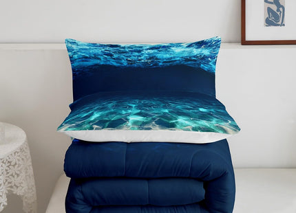 Castle Fairy Under Sea Comforter,Diving Adventure Sports Themed Comforter Set Full Size,Cobblestone Sand Blue Ocean Bedding Set All Seasons Bedroom Down Duvet,1 Comforter&2 Pillowcase