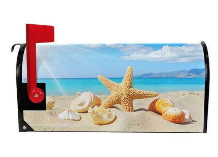 ALAZA Summer Beach with Starfish and Shells Magnetic Mailbox Cover MailWraps Garden Yard Home Decor for Outside Oversized-25.5" x20.8"