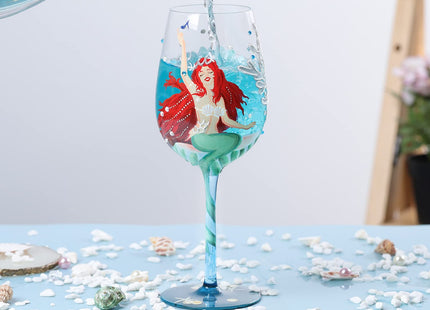 NymphFable Mermaid Ocean Hand-Painted Wine Glass Gift for Women, 15 oz