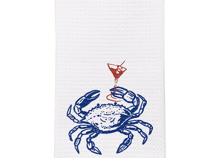 Yomisex Crab Decor Towels, Crab Party Decorations Dish Tea Towels for Kitchen, Coastal Beach Nautical Hand Towels for Bathroom, 16x24 Inch