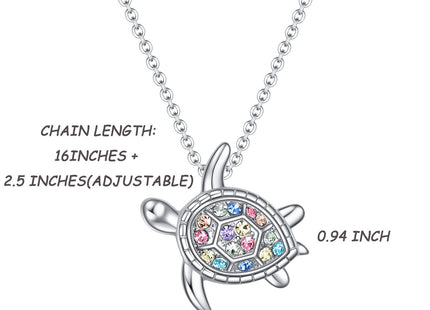 SUMFAN Sea Turtle Necklace Gifts for Girls Women,Rainbow Crystal Birthday Gifts Animal Jewelry Pendant Daughter (Sea Turtle Necklace)