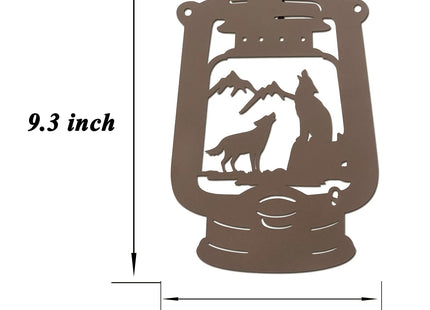 Rustic Metal Wall Art Decor, Bear Wolf Deer in the Kerosene Lamp Decor