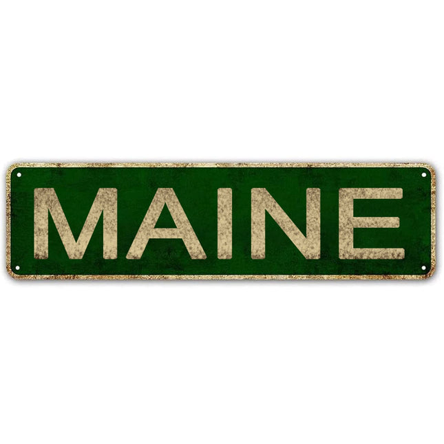 YOYUJU Maine Sign, America State Name Vintage Metal Tin Sign 4x16 Inch