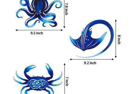 TERKEPT Metal Octopus Crab Manta Ray Coastal Nautical Ocean Decor Outdoor Metal Wall Art Decor Garden Pool Patio Bathroom Yard Farmhouse Fence Deck