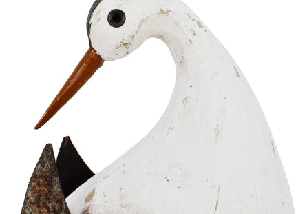 Wood Bird Statue Nautical Tabletop Decor Decorative Seabird Sculpture