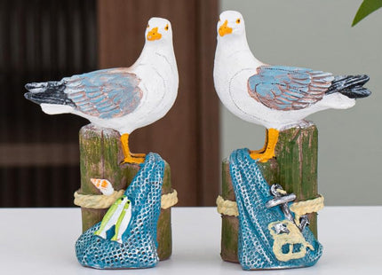 JJVIHAHA Resin Seagull Figurines Set of 2, 5.1 Inch Coastal Statues