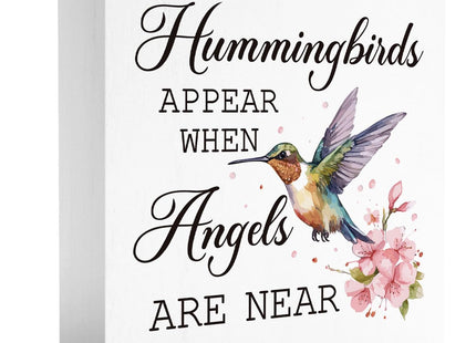 Spring Hummingbird Decor for Home, Hummingbird Memorial Gifts for Women, Hummingbirds Appear When Angels Are Near Sign 5 x 5 Inch