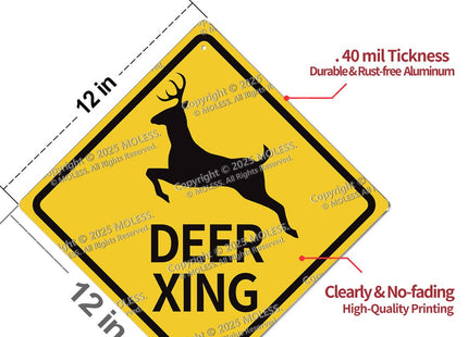 MOLESS 12x12″ Deer Crossing Sign, Deer Xing Road Sign Decor, 2308
