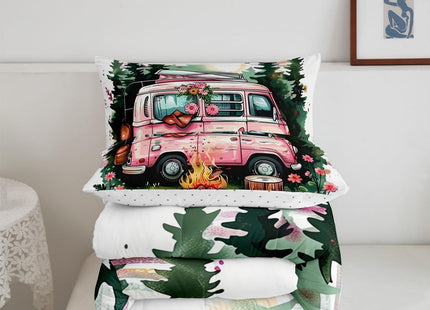 Erosebridal RV Camper Toddler Bedding Set,Happy Camping Comforter Set for Kids Boys Girls Bedroom Decor,Rustic Country Floral Bed Set Woodland Tree Bedding Comforter Sets,1 Pillowcase