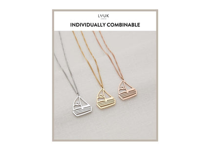 LUUK LIFESTYLE Steel Necklace with Sailboat Pendant, Silver, 20in