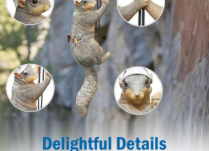 What ON Earth Climbing Squirrel Figurine - Garden Decor for Outside, Yard Art Squirrel Gifts, Funny Tree Climber Statue Outdoor Decor