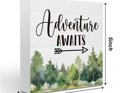 Mountain Camper RV Camping Sign, Forest Home Office Desk Decor 5 X 5 Inch