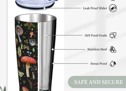 Yossyaog Mushroom Mug Cup Mushroom Tumbler Mushroom Gifts 20oz Coffee Mug Insulated Travel Cup With Leakproof Lid, Stainless Steel Reusable Tumbler For Hot And Cold Water Coffee Tea