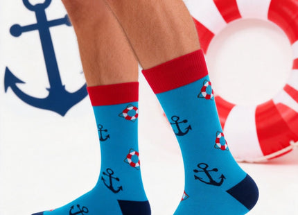 FancyBull Nautical Anchor Crew Socks for Men Cotton Socks