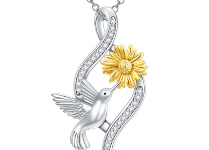 MEIDERBO Hummingbird Necklace 925 Sterling Silver Daisy Hummingbird Pendant Necklace Hummingbird Jewelry Gifts for Women