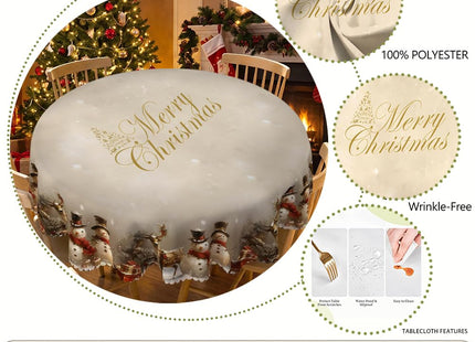 YOPINCO 60 Inch Round Christmas Tablecloth, Snowman Holiday Table Cover