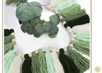 DrCor Sage Green Tassel Garland – Woodland Classroom Decor