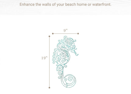 Young's Inc Metal Seahorse Wall Decor, Coastal Nautical Beach Wall Art, Turquoise Ocean Bathroom Decor, Rustic Seaside Cabin Wall Hanging for Living Room, Patio, Bedroom,Office,18.5" H x 9" W
