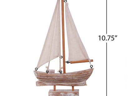 Wooden Sailboat Small Nautical Sail Boat Decor Coastal Beach Themed Ornaments for Home Bathroom Room Bedroom (B)