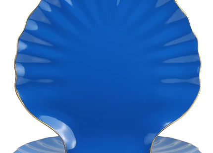 Spsyrine Blue Charger Plates, 13" Set of 6 Scalloped Seashell Plastic Table Chargers for Dinner Plates, Wedding, Thanksgiving Christmas Events, Party, Tabletop Decor. BK6RB