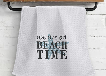 OHSUL We are On Beach Time Highly Absorbent Beach Towels Kitchen Towels Dishcloth,Inspirational Quote Summer Beach Starfish Hand Towels Tea Towels for Bathroom Kitchen Decor,Gifts for Beach Lovers