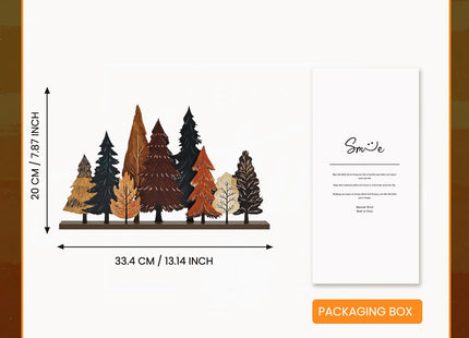 Smile Fall Thanksgiving Wooden Standing Decor, Autumn Forest Maple Pine Tree Tiered Tray Signs with Stands for Rustic Farmhouse Home Kitchen Shelf Decor