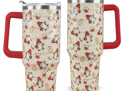 Nqhsionv Christmas Tumbler 40 oz Gingerbread Gnomes Cup Winter Coffee Travel Mug Stainless Steel Insulated Cups Joy Holiday Water Bottle Christmas Decor Gifts