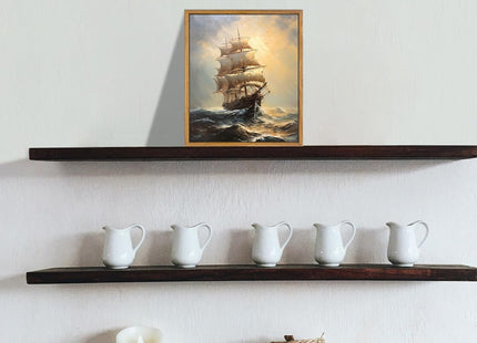 KBKBART Framed Vintage Canvas Wall Art, Sailboat Painting Prints 8x10inch