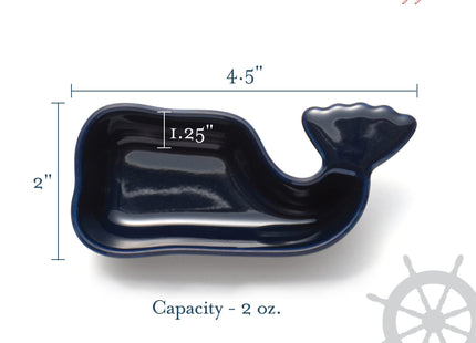 Nantucket Seafood Ceramic Whale Condiment Cup, Blue, Set of 2