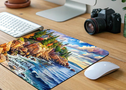 Acadia National Park Maine Watercolor Low Profile Mouse Pad Mat