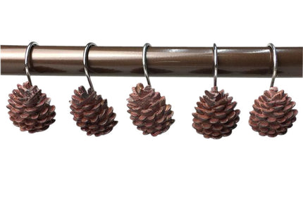 Gracelife Set of 12 Pinecone Shower Curtain Hooks Bathroom Rolling Hangers Curtain Sliding Hooks Resin Pothook