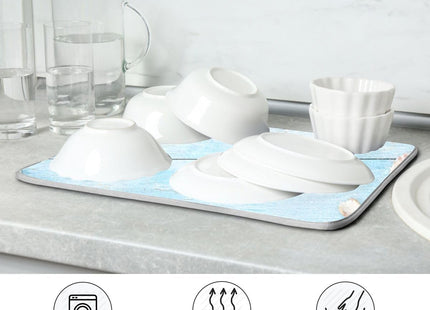 Seashells Starfish Dish Drying Mat for Kitchen Counter Super Absorbent Dish Mat Drying Kitchen Mat 16X18 inch Dish Drying Matt for Kitchen Dish Drying Mat